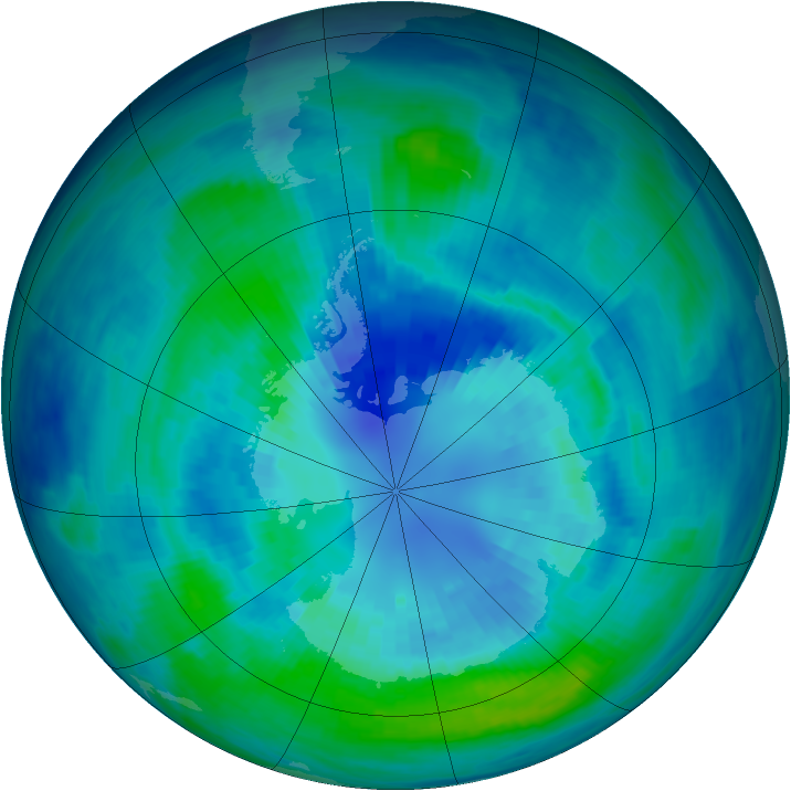 Antarctic ozone map for 06 April 1986